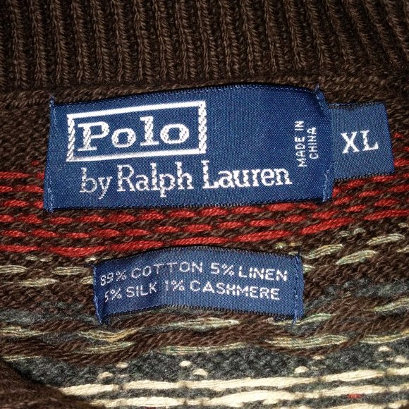 Ralph Lauren Nordic Ski Brown Sweater 89% Cotton, 5% Linen, 5% Silk, 1% Cashmere - Picture 6 of 9
